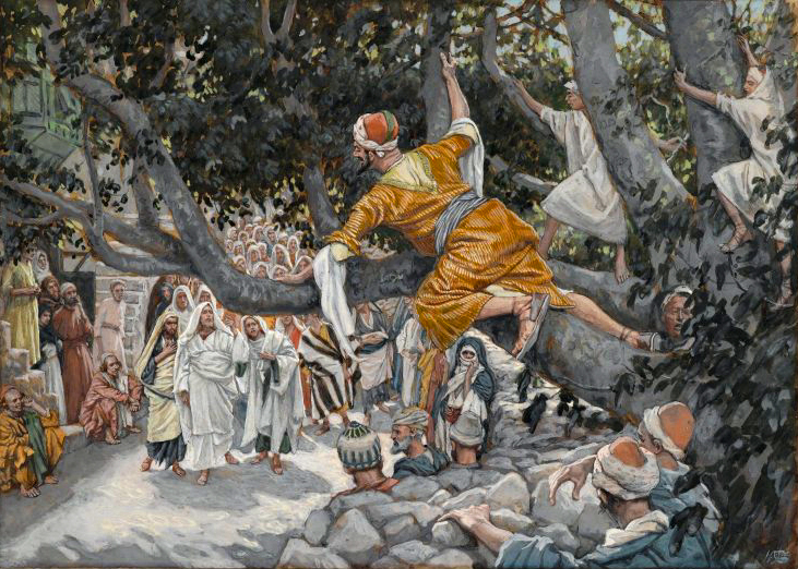 Brooklyn Museum Zacchaeus in the Sycamore Awaiting the Passage of Jesus Zache sur le sycomore attendant le passage de Jsus James Tissot