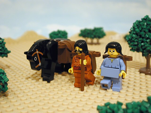 Jozef en Maria gaan naar Bethlehem Lego