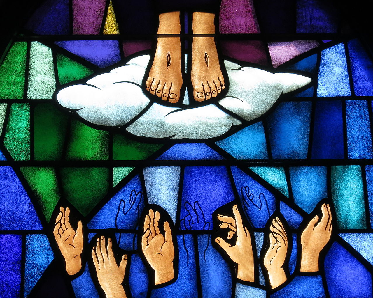 Hemelvaart van Jezus glas in lood raam